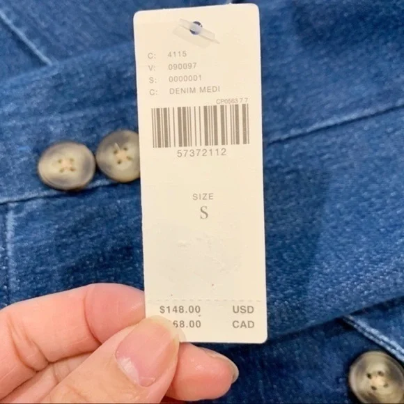 💋Anthropologie Pilcro double breasted denim blazer size S